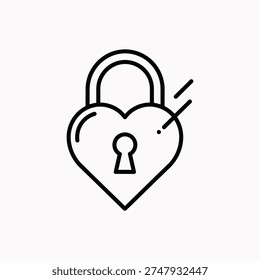 Simple heartshaped padlock with keyhole.