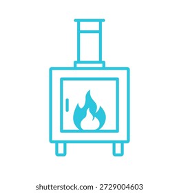 Icono de estufa de calefacción simple. Aislado sobre fondo blanco. Icono azul