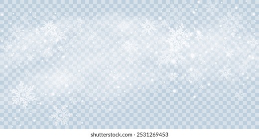 Simple heavy snowflakes design. Wintertime speck freeze shapes. Snowfall weather white blue illustration. Scattered snowflakes december theme. Snow hurricane landscape.	