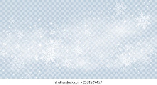 Simple heavy snowflakes design. Wintertime speck freeze shapes. Snowfall weather white blue illustration. Scattered snowflakes december theme. Snow hurricane landscape.	