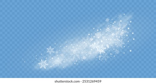 Simple heavy snowflakes design. Wintertime speck freeze shapes. Snowfall weather white blue illustration. Scattered snowflakes december theme. Snow hurricane landscape.	