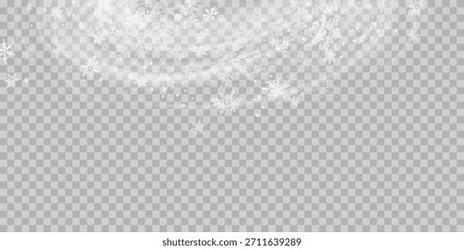 Einfaches Design mit schweren Schneeflocken. Winterzeit Speck Freeze Formen. Schneefall Wetter weißblaue Illustration. Verstreute Schneeflocken Dezember Thema. Schneesturmlandschaft.	