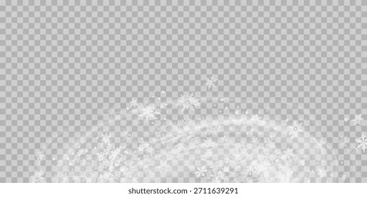 Einfaches Design mit schweren Schneeflocken. Winterzeit Speck Freeze Formen. Schneefall Wetter weißblaue Illustration. Verstreute Schneeflocken Dezember Thema. Schneesturmlandschaft.	