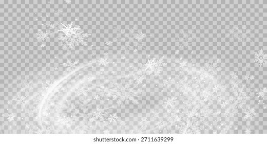 Einfaches Design mit schweren Schneeflocken. Winterzeit Speck Freeze Formen. Schneefall Wetter weißblaue Illustration. Verstreute Schneeflocken Dezember Thema. Schneesturmlandschaft.	