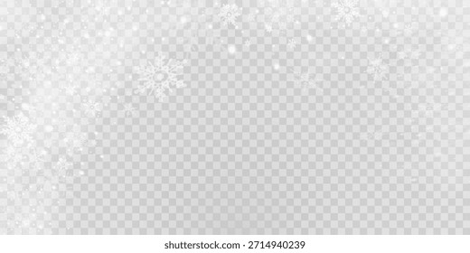 Einfaches Design mit schweren Schneeflocken. Winterzeit Speck Freeze Formen. Schneefall Wetter weißblaue Illustration. Verstreute Schneeflocken Dezember Thema. Schneesturmlandschaft.	