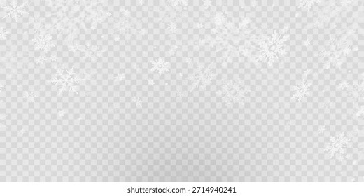Einfaches Design mit schweren Schneeflocken. Winterzeit Speck Freeze Formen. Schneefall Wetter weißblaue Illustration. Verstreute Schneeflocken Dezember Thema. Schneesturmlandschaft.	