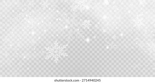 Einfaches Design mit schweren Schneeflocken. Winterzeit Speck Freeze Formen. Schneefall Wetter weißblaue Illustration. Verstreute Schneeflocken Dezember Thema. Schneesturmlandschaft.	