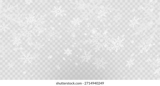 Simple heavy snowflakes design. Wintertime speck freeze shapes. Snowfall weather white blue illustration. Scattered snowflakes december theme. Snow hurricane landscape.	