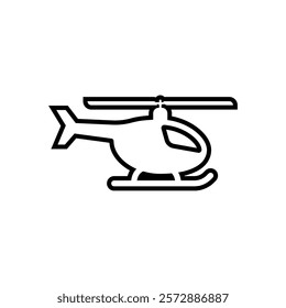 Simple helicopter black icon vector. 