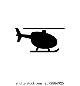 Simple helicopter black icon vector. 