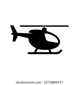 Simple helicopter black icon vector. 