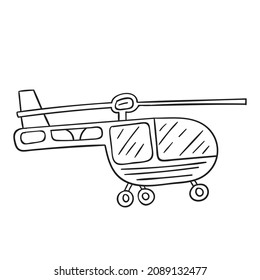 simple helicopter outline for coloring book Vector illustration.