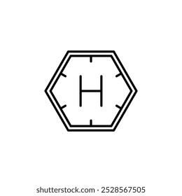 Ícone de heliporto simples que representa um local de aterrissagem para helicópteros.