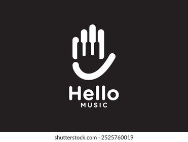 einfache hello musik piano logo design vektor