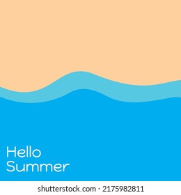 simple hello summer typography with beach background illustration