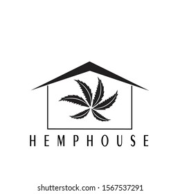 simple hemp logo with house design vector