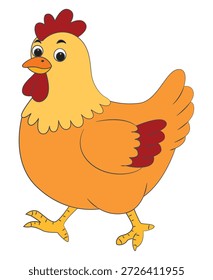 Dibujos animados divertidos de la gallina simple aislados en el fondo blanco