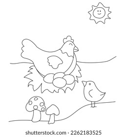 Simple hen picture drawing easy line cute drawing