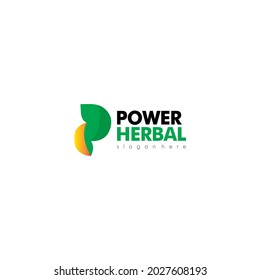 simple herbal letter p logo, leaf shape logo, simple, clean and elegant.