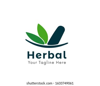 Simple herbal pharmacy logo design inspiration