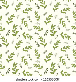 Simple herbal seamless pattern. Botanical illustration. Vector seamless nature texture