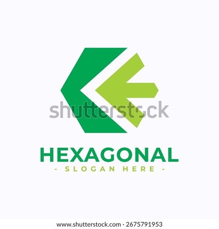 Simple hexagon arrow logo design concept. Vector illustration isolated on white background.