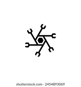 simple hexagon equipment symbol logo vector