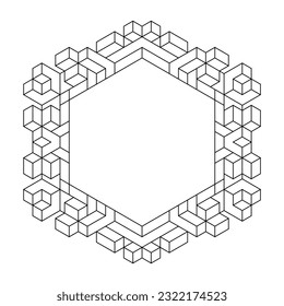 A simple hexagon frame with copy space in the middle. Coloring Page of geometric abstract mandala. Easy Coloring Pages for Adults. EPS 8. #687