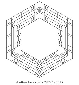 A simple hexagon frame with copy space in the middle. Coloring Page of geometric abstract mandala. Easy Coloring Pages for Adults. EPS 8. #697