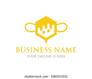 Simple Hexagon Hive Honey of Bee Modern Logo Inspirations Graphic Vector Concept 