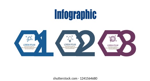 Simple hexagon infographic with number template