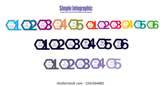 Simple hexagon infographic with number template