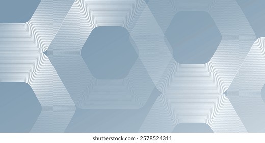 Simple hexagon lines on gray background. Geometric stripe lines abstract