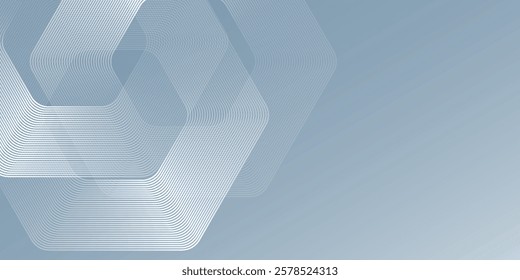 Simple hexagon lines on gray background. Geometric stripe lines abstract background modern