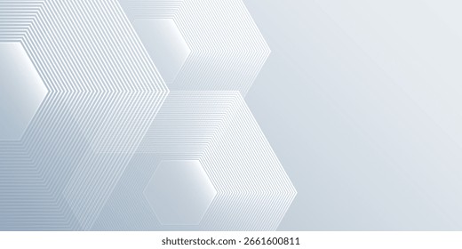 Líneas hexagonales simples en el arte de fondo gris simple