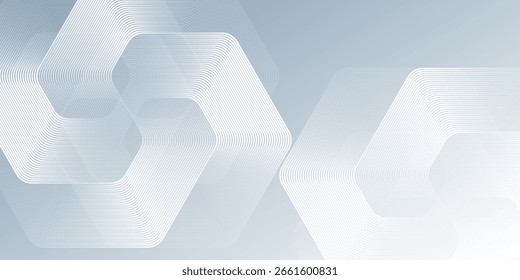Líneas hexagonales simples sobre fondo gris. Arte moderno abstracto de la raya geométrica