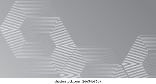 Simple hexagon lines on gray background. Geometric lines design modern art nice abstract good glowing