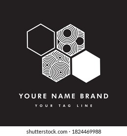 simple hexagon monoline logo, suitable for use as a business logo or community logo