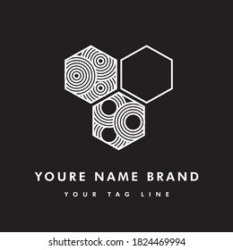 logotipo de monolina hexagonal simple, adecuado para su uso como logotipo comercial o comunitario