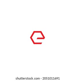 
simple hexagon red letter e symbol logo vector