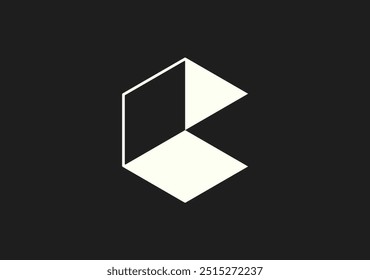 simple hexagon shape with negative space area trying to express about abstract letter C