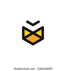 simple hexagon shaped bees logo, bee vector icon.