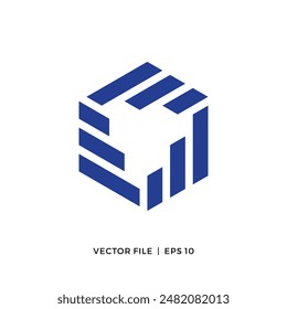 Simple hexagon three bar logo design, financial symbol