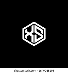 simple hexagon x s initial vector design template