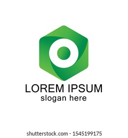 simple hexagonal full color logo design illustration