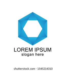 simple hexagonal full color logo design illustration