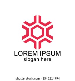 simple hexagonal full color logo design illustration