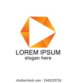 simple hexagonal full color logo design illustration