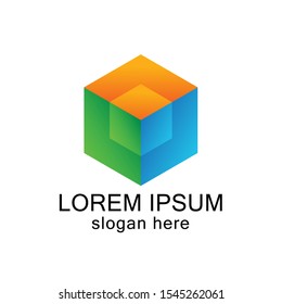 simple hexagonal full color logo design illustration