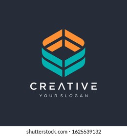 simple hexagonal logo design illustration. Company vector logo design element. Abstract hexagon shaped vector symbols. - VECTOR